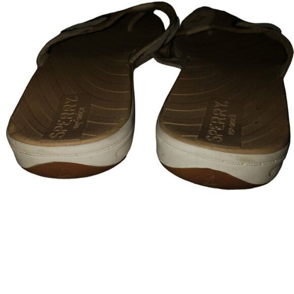 Sperry Topsiders -Womens Leather Sandals Shoes Cream Tan Size 8 Boat Nautical - Picture 3 of 8